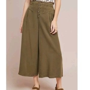 Anthropologie Wide Leg High Waist Pant Army Green (XS)